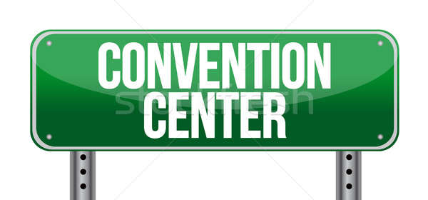 Konvention Zentrum Schild Illustration Design weiß Stock foto © alexmillos