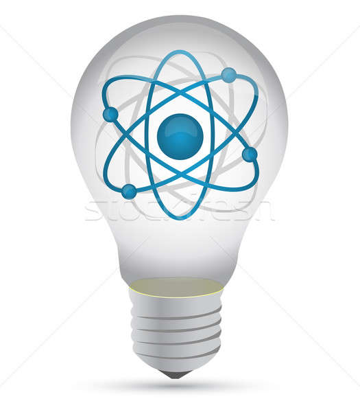 Atome à l'intérieur ampoule illustration design blanche [[stock_photo]] © alexmillos