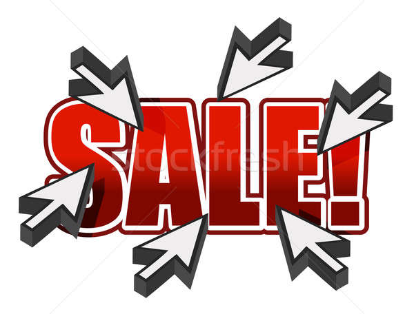 illustration of sale sign and mouse cursors over white Stock photo © alexmillos