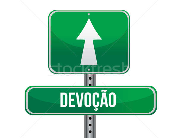 Devotion in Portuguese traffic road sign illustration design ove Stock photo © alexmillos