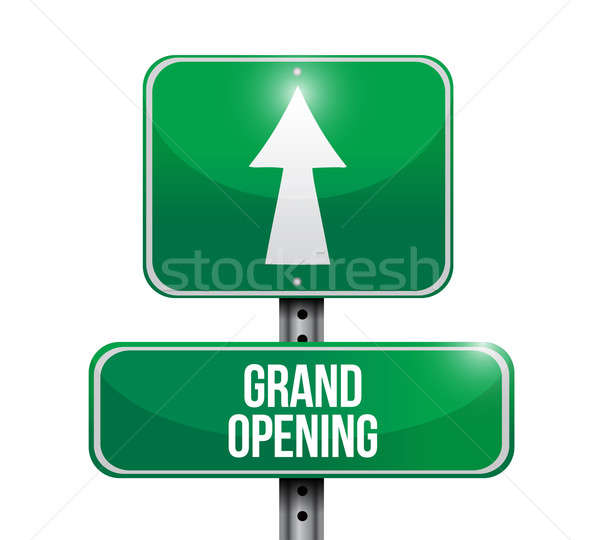 grand opening road sign illustration design over a white backgro Stock photo © alexmillos