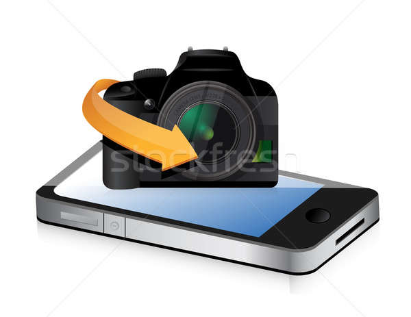 camera phone app illustration design over a white background Stock photo © alexmillos