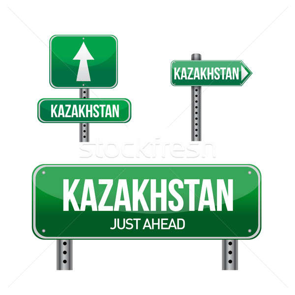 kazakhstan Country road sign illustration design over white Stock photo © alexmillos