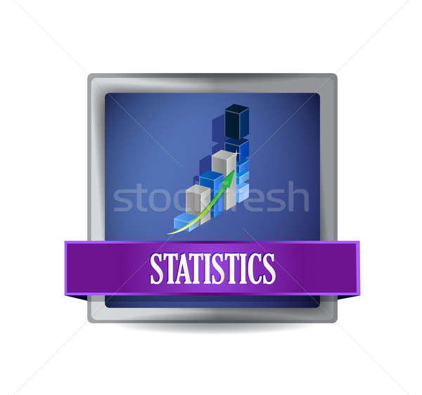 business statistics blue button illustration design over white Stock photo © alexmillos