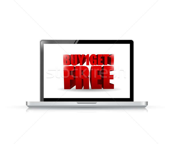 buy one and get one laptop illustration design over white Stock photo © alexmillos