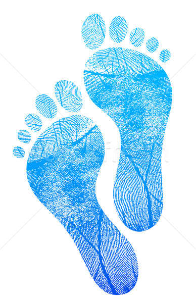 blue feetprint illustration design over white background Stock photo © alexmillos