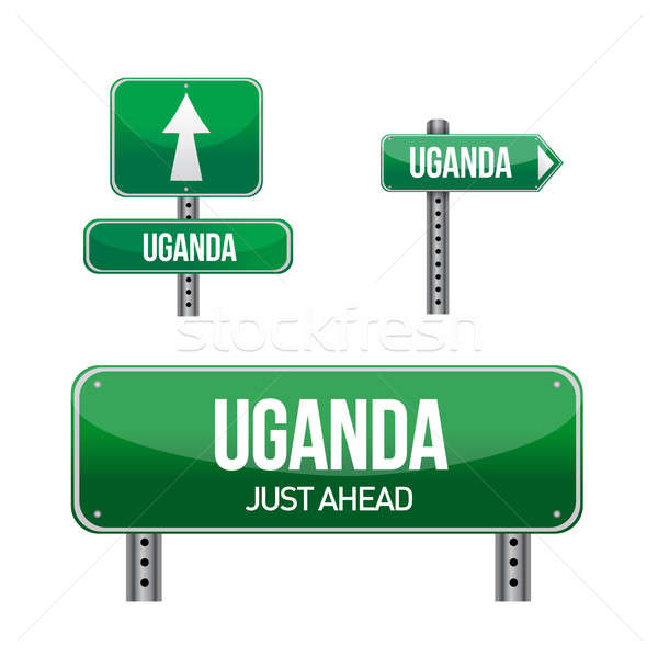 uganda Country road sign illustration design over white Stock photo © alexmillos