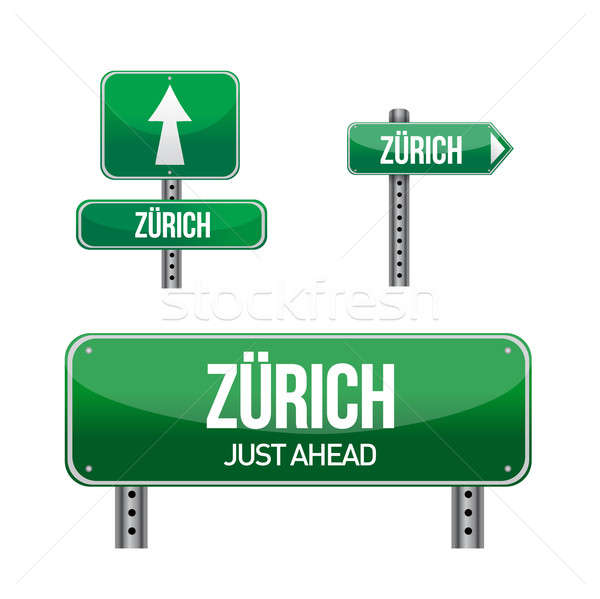 zurich city road sign illustration design over white Stock photo © alexmillos