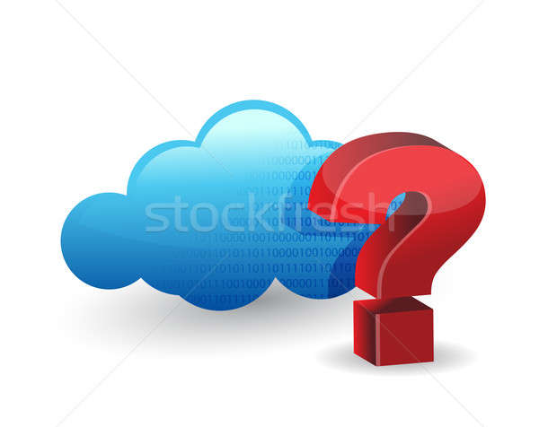 Cloud and question on white background. Stock photo © alexmillos