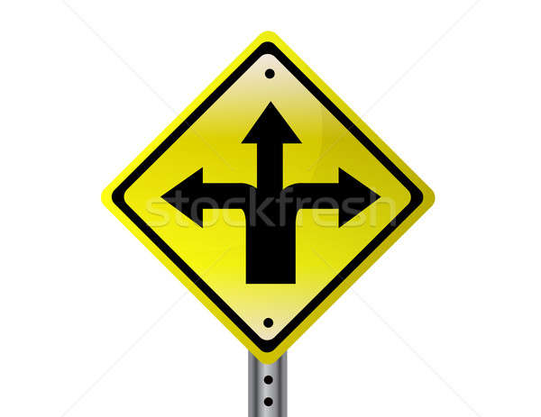 ストックフォト: 3 · 方法 · 孤立した · 交通標識 · 通り · 背景