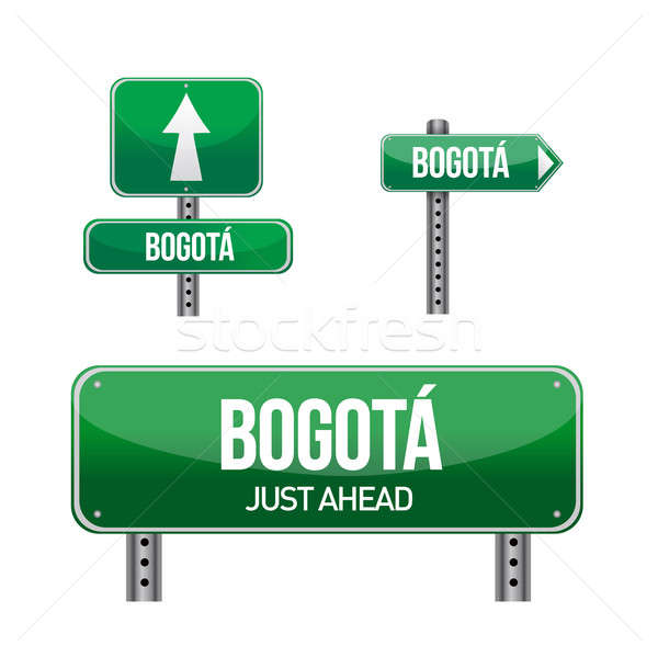 Bogota Colombia city road sign illustration design over white Stock photo © alexmillos