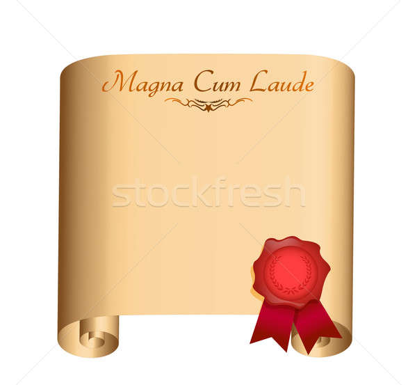 magna Cum Laude College graduation Diploma illustration design o Stock photo © alexmillos