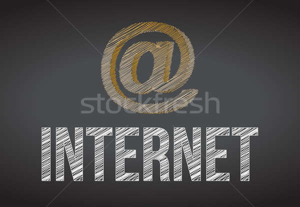 Stockfoto: Internet · witte · krijt · schoolbord · hand