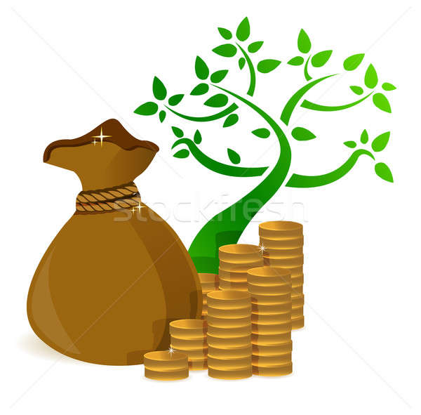 Baum Gewinne zunehmend Goldmünzen Illustration Design Stock foto © alexmillos