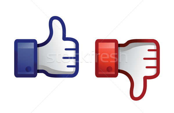 thump up & thumb down illustration design over white Stock photo © alexmillos