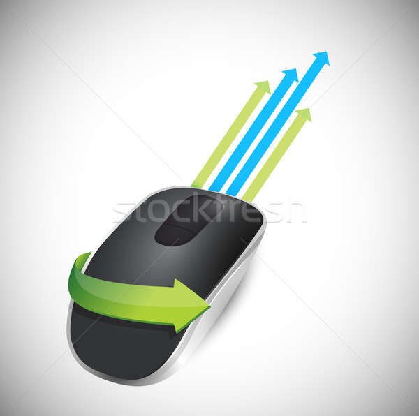 Liderem arrow bezprzewodowej mysz komputerowa odizolowany biały Zdjęcia stock © alexmillos