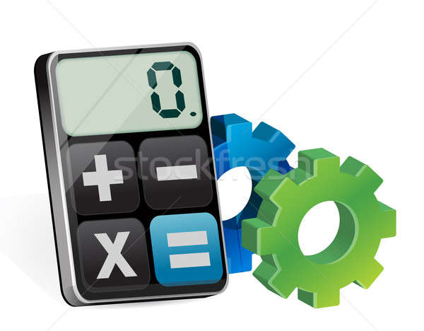 Industrial gear and modern calculator  Stock photo © alexmillos