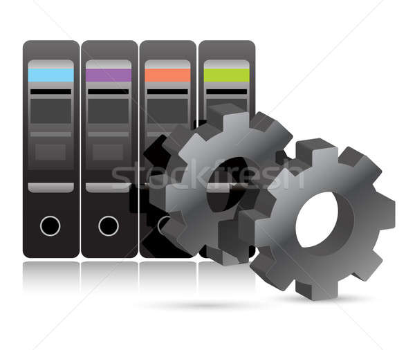 Server room with industrial gears illustration  Stock photo © alexmillos