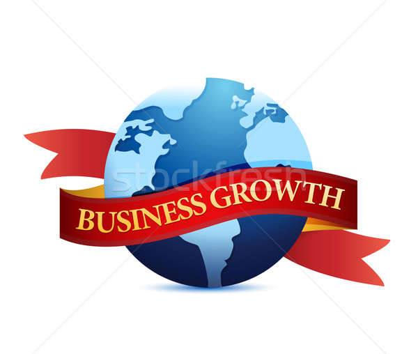 Business growth with globe illustration design over white Stock photo © alexmillos