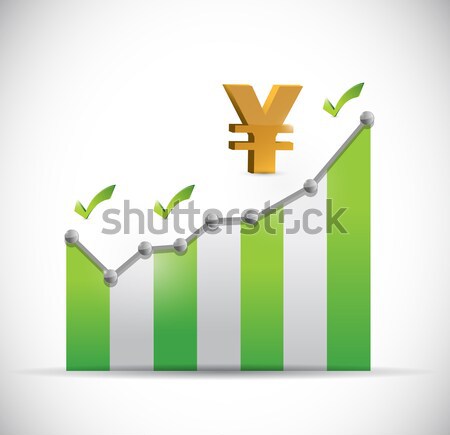 Yen gráfico ilustración diseno blanco verde Foto stock © alexmillos