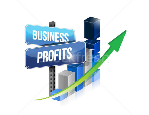 graph business profits sign illustration design over a white bac Stock photo © alexmillos