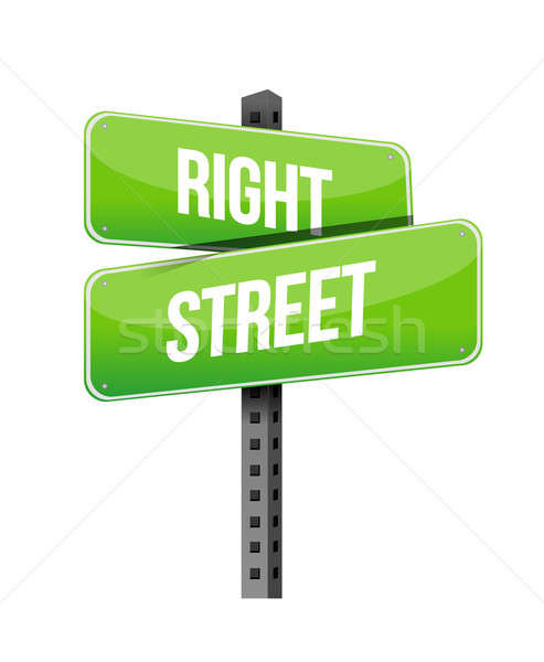 right street road sign illustration design over a white backgrou Stock photo © alexmillos