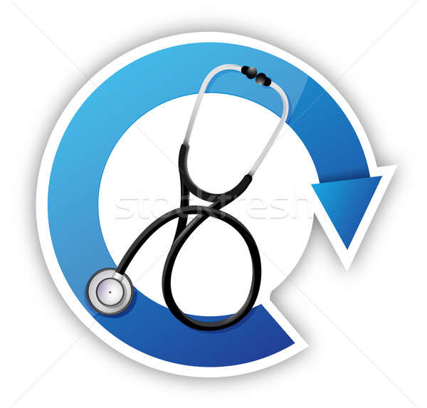 medical cycle with a Stethoscope illustration design over white Stock photo © alexmillos