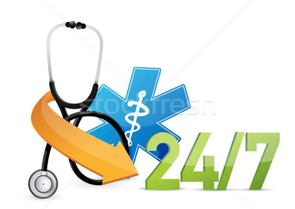 medical support concept illustration design over a white backgro Stock photo © alexmillos