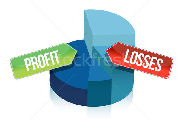 profit and losses pie chart illustration design over white Stock photo © alexmillos