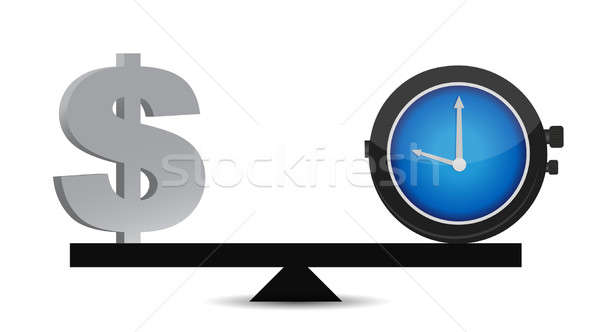 Tijd geld evenwicht illustratie ontwerp witte Stockfoto © alexmillos