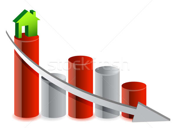 falling house market illustration design over white Stock photo © alexmillos