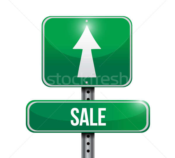 sale road sign illustration design over white Stock photo © alexmillos