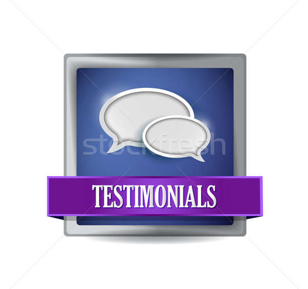 Testimonials glossy blue reflected square button illustration de Stock photo © alexmillos