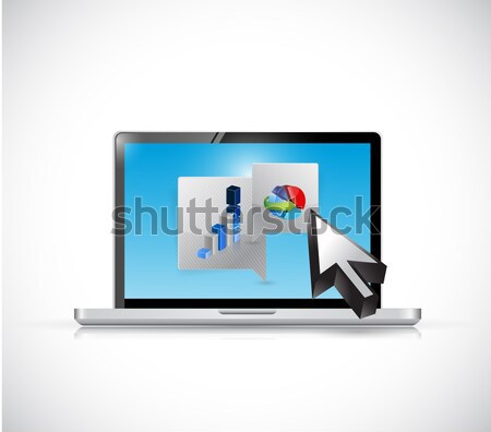 Laptop üzlet grafikonok illusztráció terv fehér Stock fotó © alexmillos