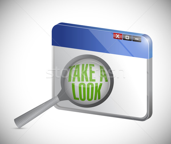 internet take a look concept, under a magnifier. illustration de Stock photo © alexmillos