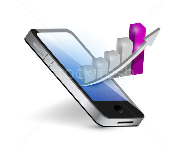 phone and business successful graph. illustration design over wh Stock photo © alexmillos