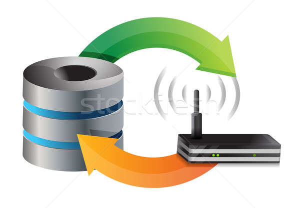 Server router netwerk illustratie ontwerp toetsenbord Stockfoto © alexmillos