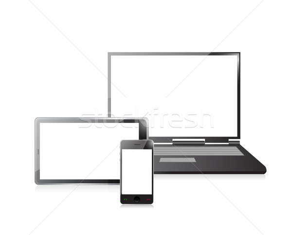 Laptop, mobile phone and digital tablet pc  Stock photo © alexmillos