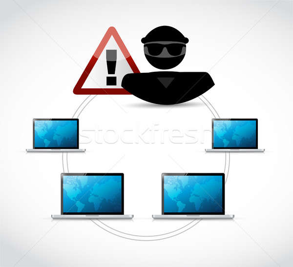 Hacker over a computer network Stock photo © alexmillos