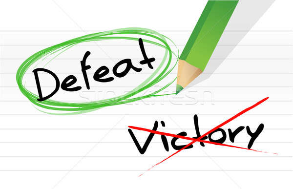 Overwinning nederlaag illustratie ontwerp notepad pen Stockfoto © alexmillos