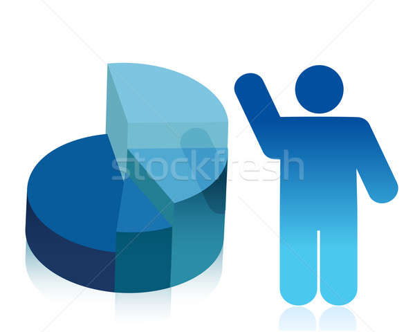 pie chart and icon presentation illustration design over white Stock photo © alexmillos