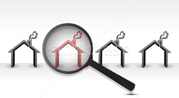 Searching Hot Property with Magnifying Glass Stock photo © alexmillos