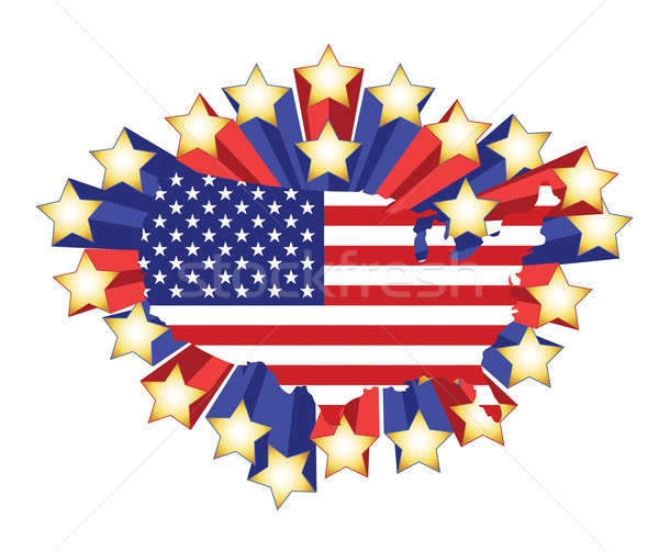 US flag map and 3d stars. illustration design Stock photo © alexmillos