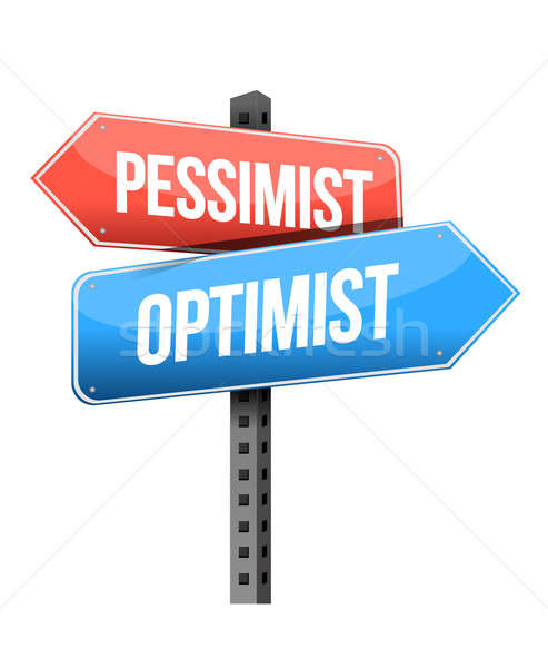 pessimist, optimist road sign illustration design over a white b Stock photo © alexmillos