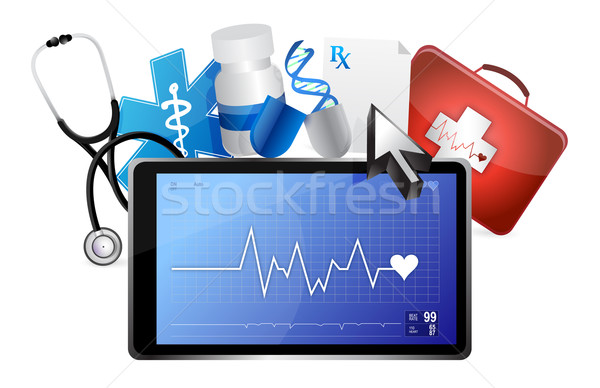 életvonal orvosi illusztráció terv fehér kék Stock fotó © alexmillos