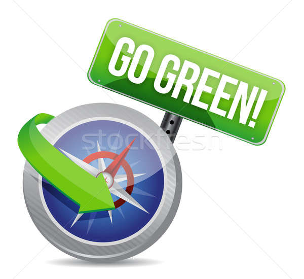 Go green on a compass  Stock photo © alexmillos