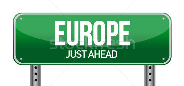 Европа дорожный знак направлении дороги карта знак Сток-фото © alexmillos