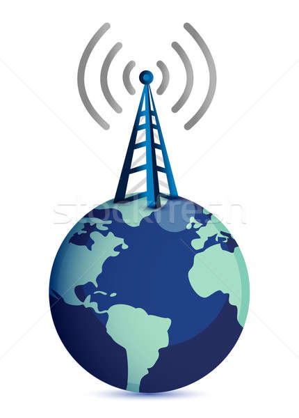 Radio tower standing on top of earth - connections Stock photo © alexmillos