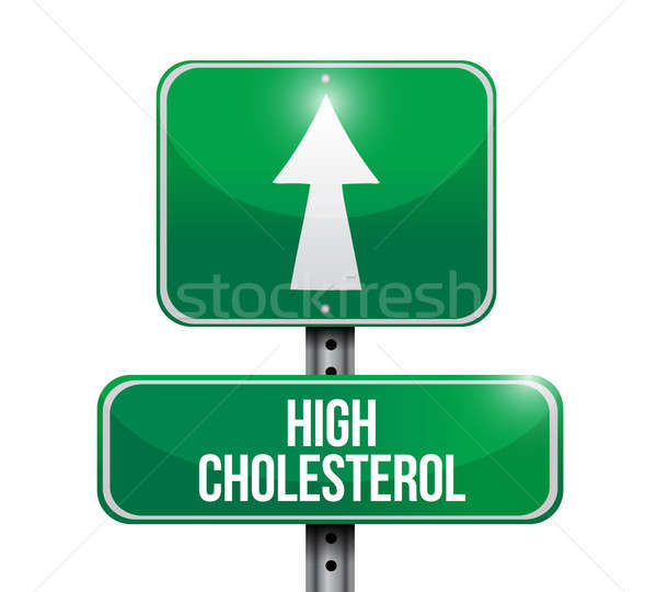 Zdjęcia stock: Wysoki · cholesterol · znak · drogowy · ilustracja · projektu · biały