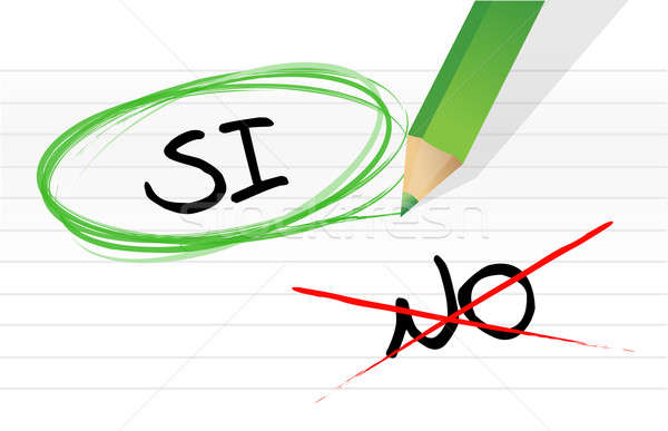 yes and no selection in Spanish illustration design on a notepad Stock photo © alexmillos